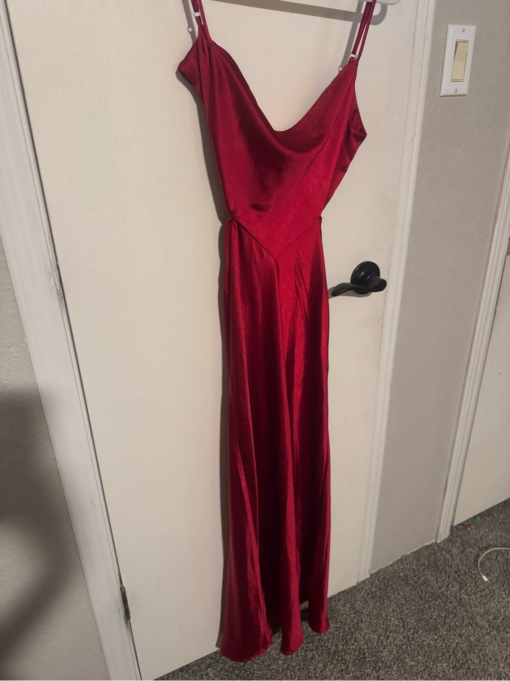 Hello Molly Red Satin Cowl Maxi Dress